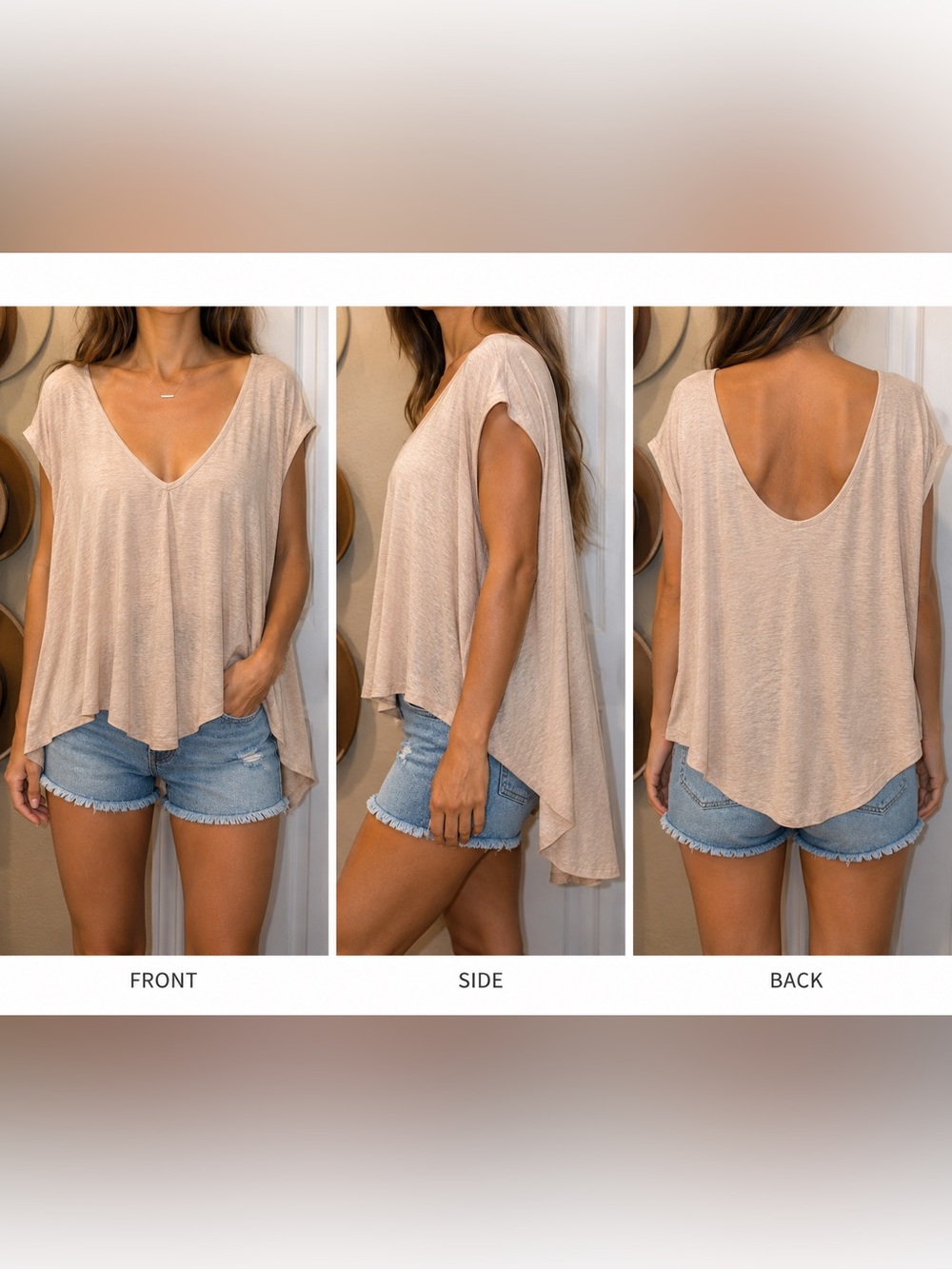 Free People We The Free Oversized V Neck Dolman High Low Top M